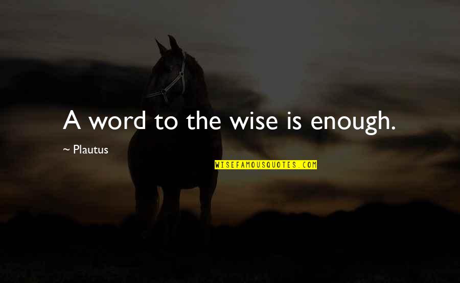 Word For Wise Quotes By Plautus: A word to the wise is enough.