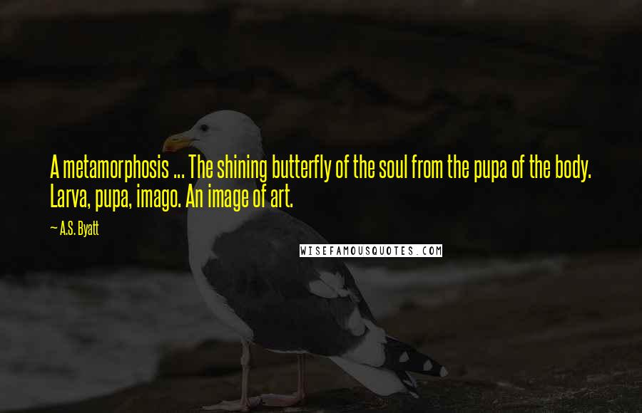 A.S. Byatt Quotes: A metamorphosis ... The shining butterfly of the soul from the pupa of the body. Larva, pupa, imago. An image of art.