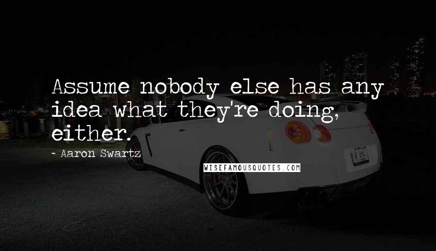 Aaron Swartz Quotes: Assume nobody else has any idea what they're doing, either.