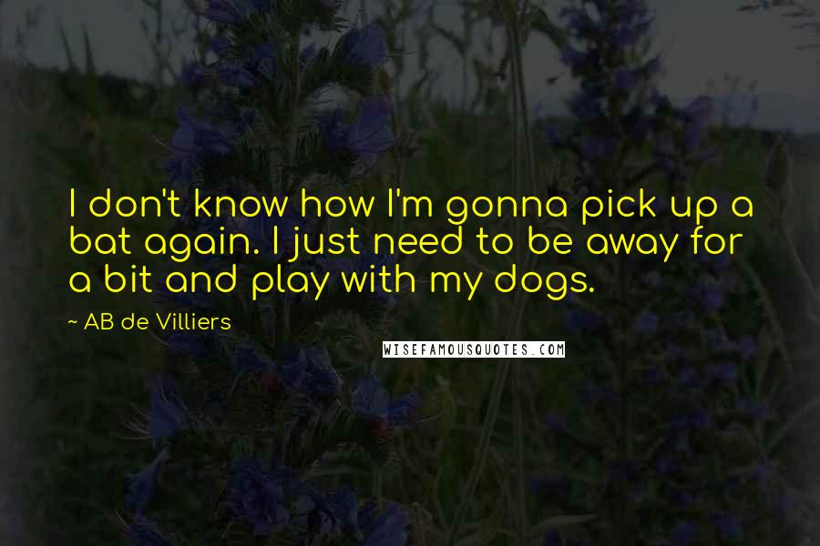 AB De Villiers Quotes: I don't know how I'm gonna pick up a bat again. I just need to be away for a bit and play with my dogs.