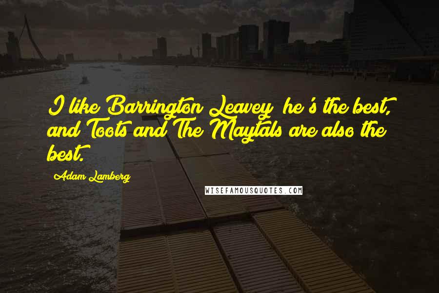 Adam Lamberg Quotes: I like Barrington Leavey; he's the best, and Toots and The Maytals are also the best.