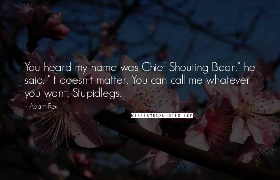 Adam Rex Quotes: You heard my name was Chief Shouting Bear," he said. "It doesn't matter. You can call me whatever you want, Stupidlegs.