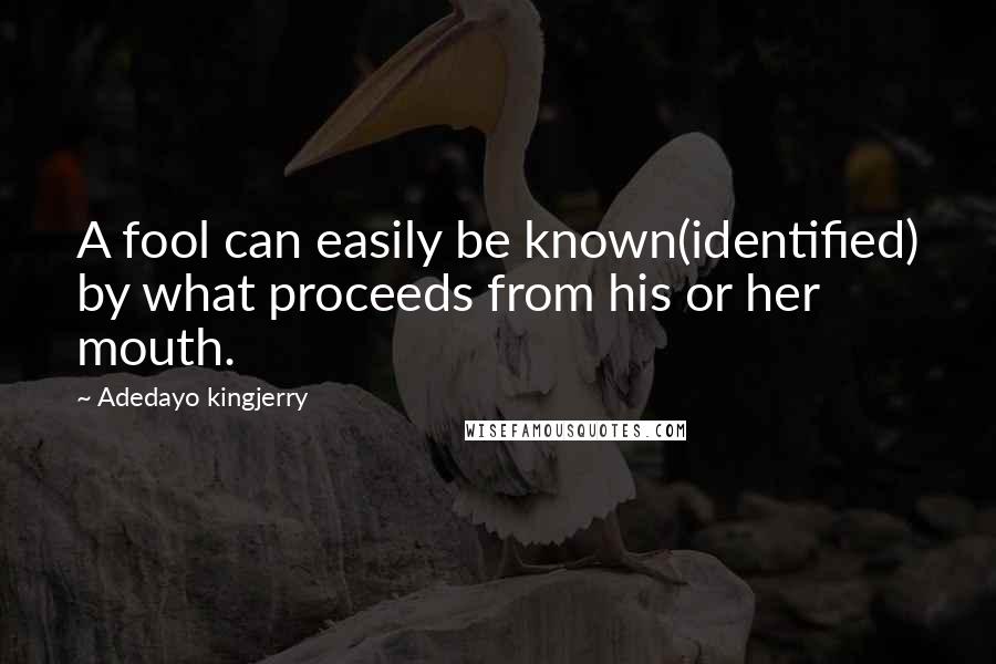 Adedayo Kingjerry Quotes: A fool can easily be known(identified) by what proceeds from his or her mouth.