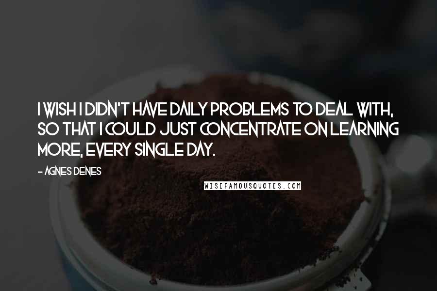 Agnes Denes Quotes: I wish I didn't have daily problems to deal with, so that I could just concentrate on learning more, every single day.