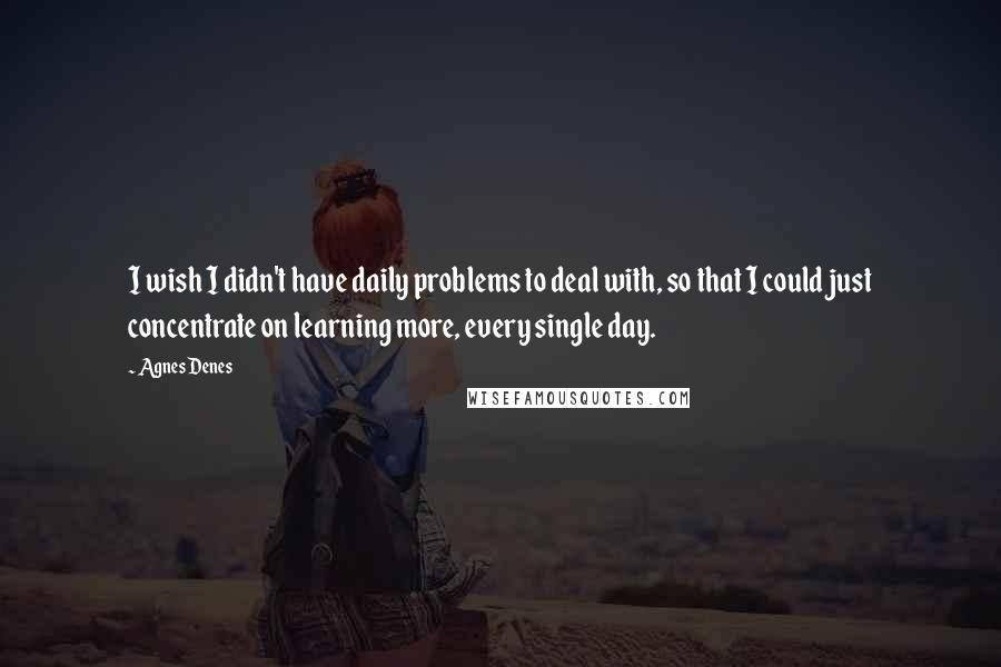 Agnes Denes Quotes: I wish I didn't have daily problems to deal with, so that I could just concentrate on learning more, every single day.