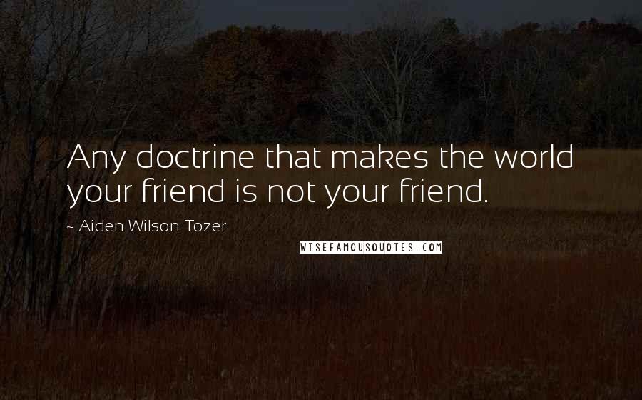 Aiden Wilson Tozer Quotes: Any doctrine that makes the world your friend is not your friend.