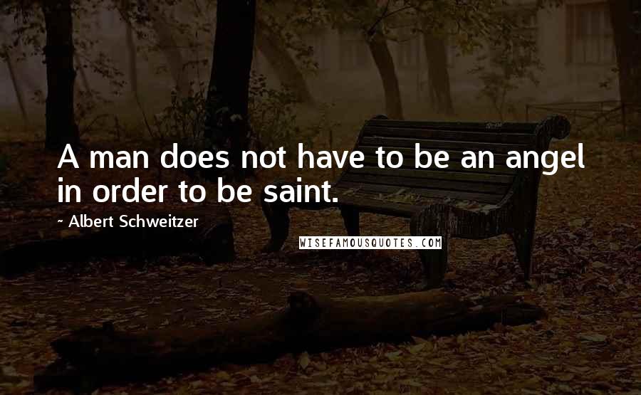 Albert Schweitzer Quotes: A man does not have to be an angel in order to be saint.