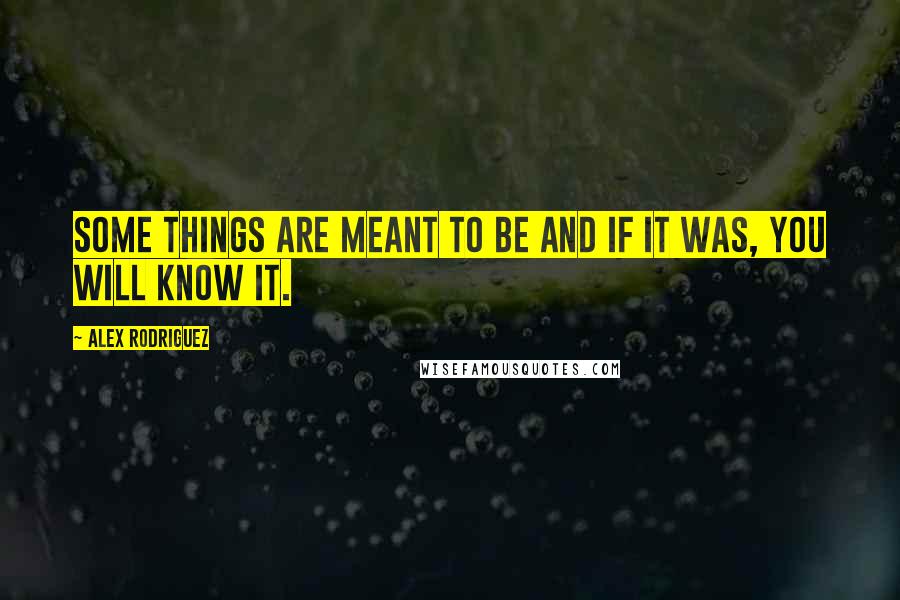 Alex Rodriguez Quotes: Some things are meant to be and if it was, you will know it.