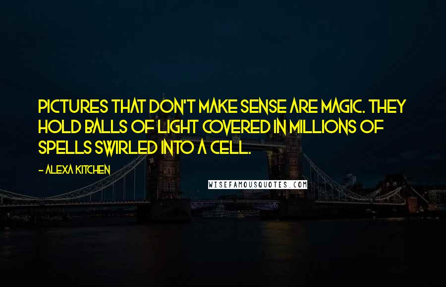 Alexa Kitchen Quotes: Pictures that don't make sense are magic. they hold balls of light covered in millions of spells swirled into a cell.