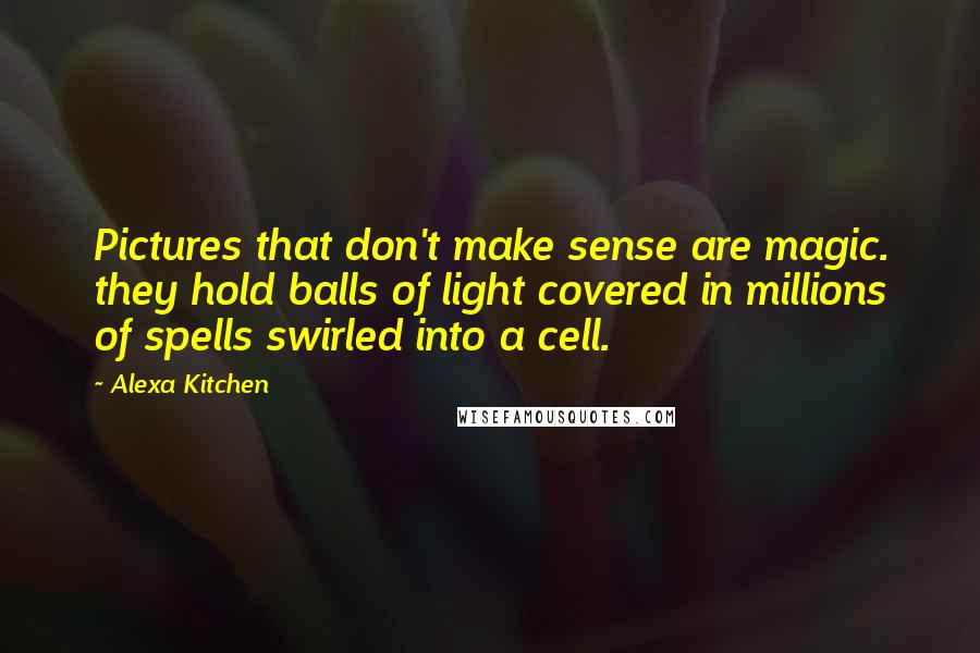 Alexa Kitchen Quotes: Pictures that don't make sense are magic. they hold balls of light covered in millions of spells swirled into a cell.