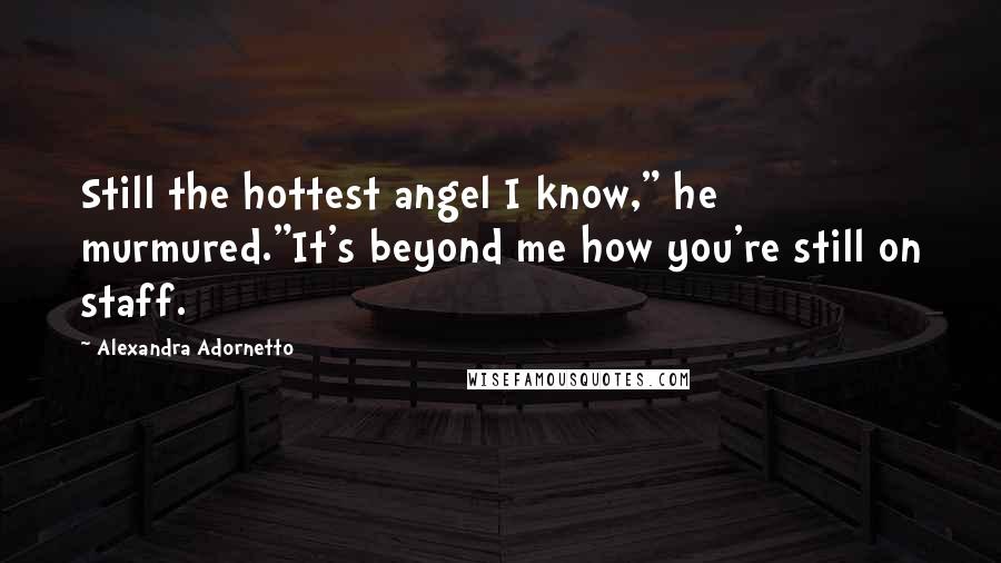 Alexandra Adornetto Quotes: Still the hottest angel I know," he murmured."It's beyond me how you're still on staff.