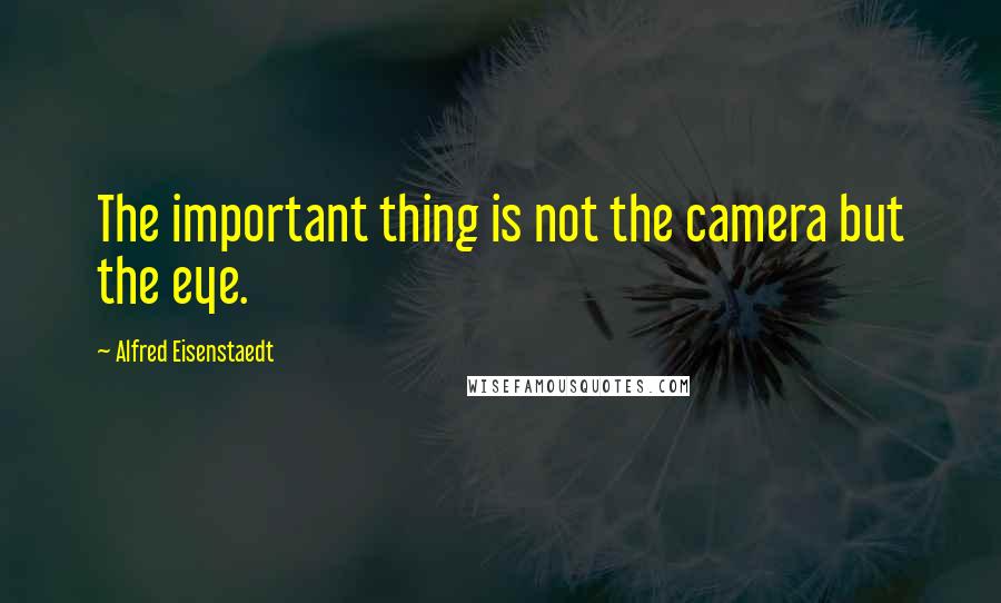 Alfred Eisenstaedt Quotes: The important thing is not the camera but the eye.