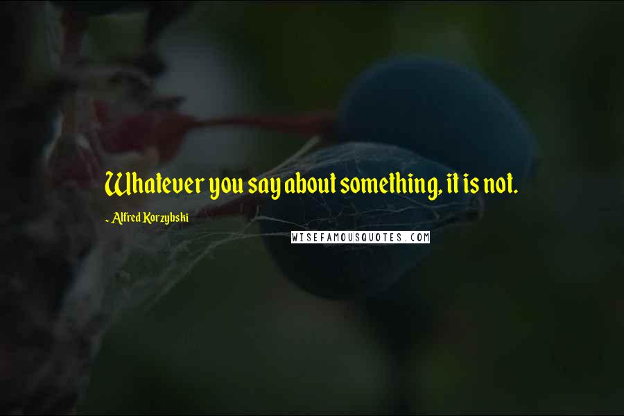 Alfred Korzybski Quotes: Whatever you say about something, it is not.