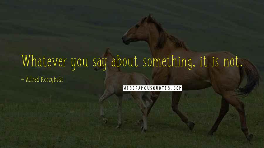 Alfred Korzybski Quotes: Whatever you say about something, it is not.