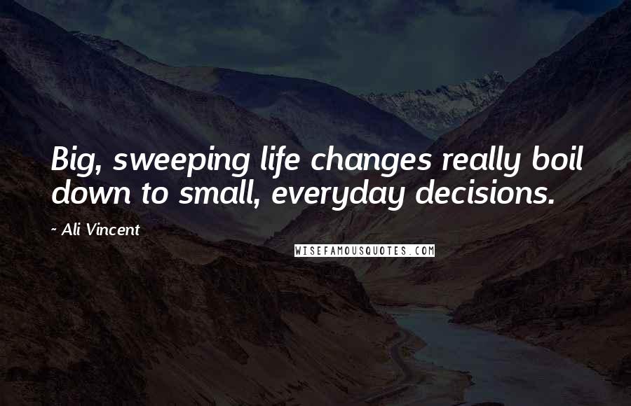 Ali Vincent Quotes: Big, sweeping life changes really boil down to small, everyday decisions.