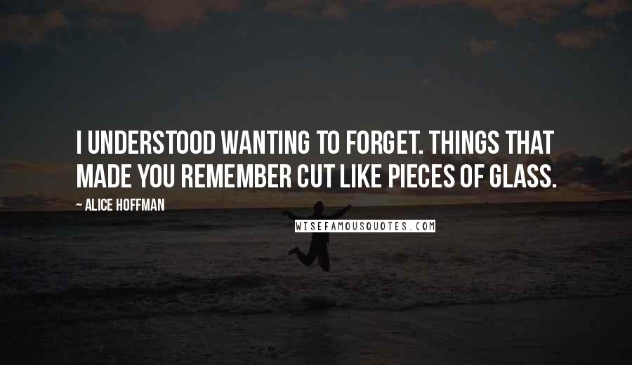 Alice Hoffman Quotes: I understood wanting to forget. Things that made you remember cut like pieces of glass.