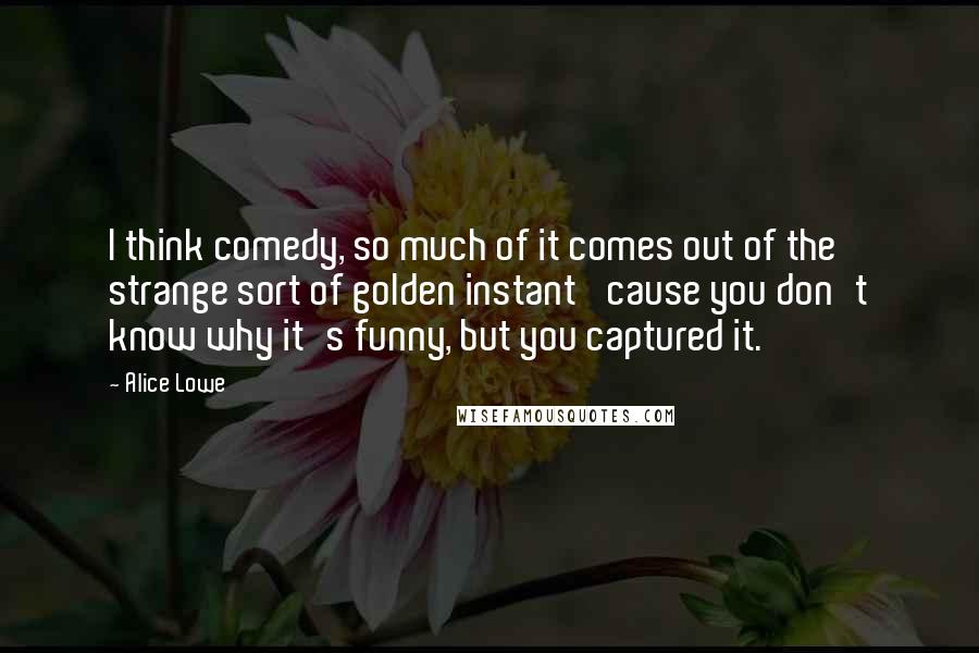 Alice Lowe Quotes: I think comedy, so much of it comes out of the strange sort of golden instant 'cause you don't know why it's funny, but you captured it.