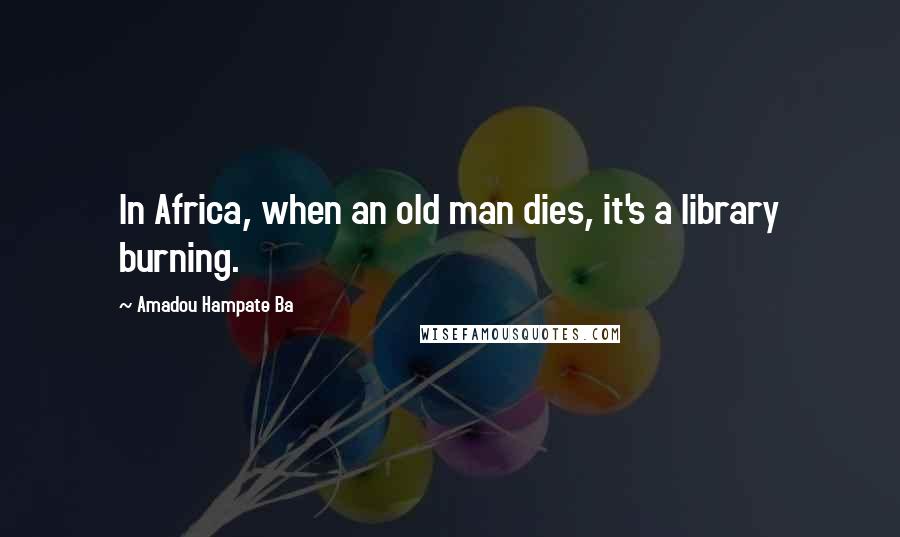 Amadou Hampate Ba Quotes: In Africa, when an old man dies, it's a library burning.