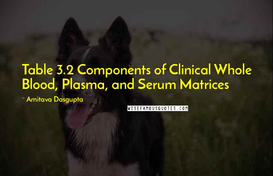 Amitava Dasgupta Quotes: Table 3.2 Components of Clinical Whole Blood, Plasma, and Serum Matrices