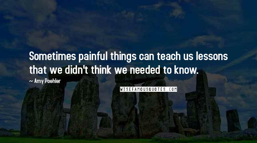 Amy Poehler Quotes: Sometimes painful things can teach us lessons that we didn't think we needed to know.