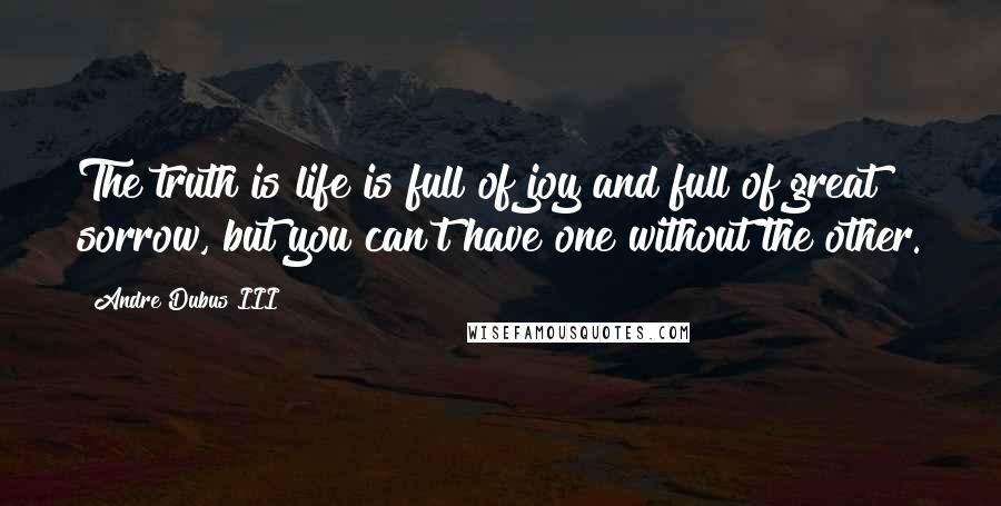 Andre Dubus III Quotes: The truth is life is full of joy and full of great sorrow, but you can't have one without the other.