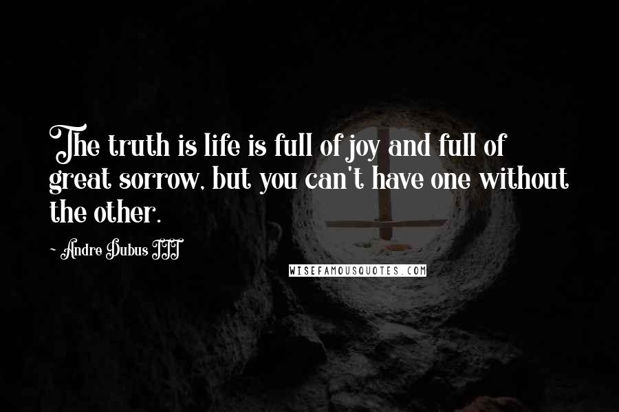 Andre Dubus III Quotes: The truth is life is full of joy and full of great sorrow, but you can't have one without the other.