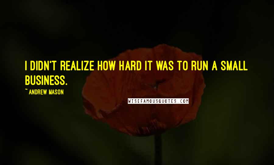 Andrew Mason Quotes: I didn't realize how hard it was to run a small business.