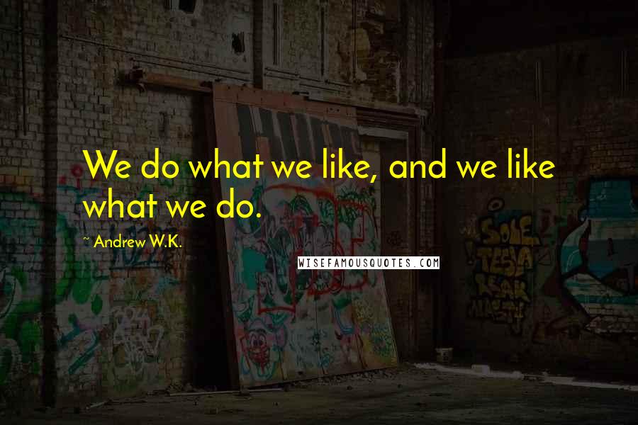 Andrew W.K. Quotes: We do what we like, and we like what we do.