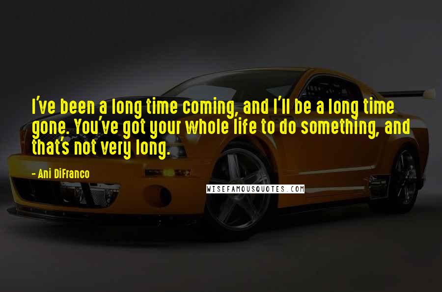 Ani DiFranco Quotes: I've been a long time coming, and I'll be a long time gone. You've got your whole life to do something, and that's not very long.