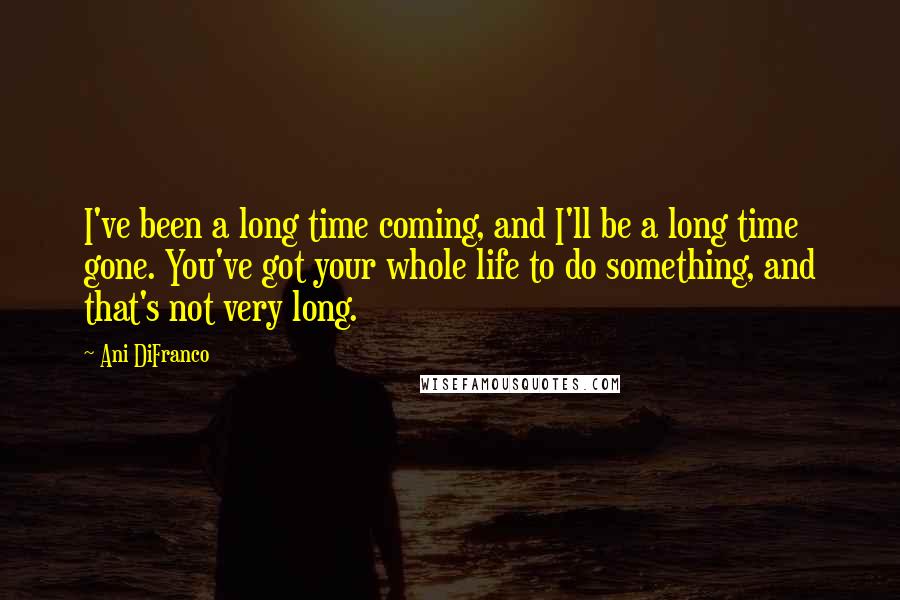 Ani DiFranco Quotes: I've been a long time coming, and I'll be a long time gone. You've got your whole life to do something, and that's not very long.