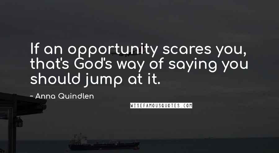 Anna Quindlen Quotes: If an opportunity scares you, that's God's way of saying you should jump at it.