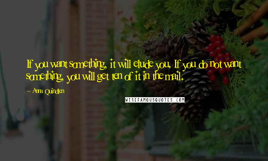 Anna Quindlen Quotes: If you want something, it will elude you. If you do not want something, you will get ten of it in the mail.