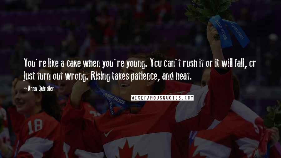 Anna Quindlen Quotes: You're like a cake when you're young. You can't rush it or it will fall, or just turn out wrong. Rising takes patience, and heat.