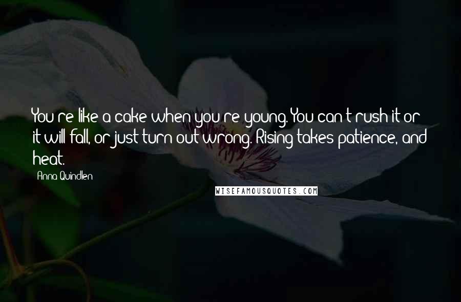 Anna Quindlen Quotes: You're like a cake when you're young. You can't rush it or it will fall, or just turn out wrong. Rising takes patience, and heat.