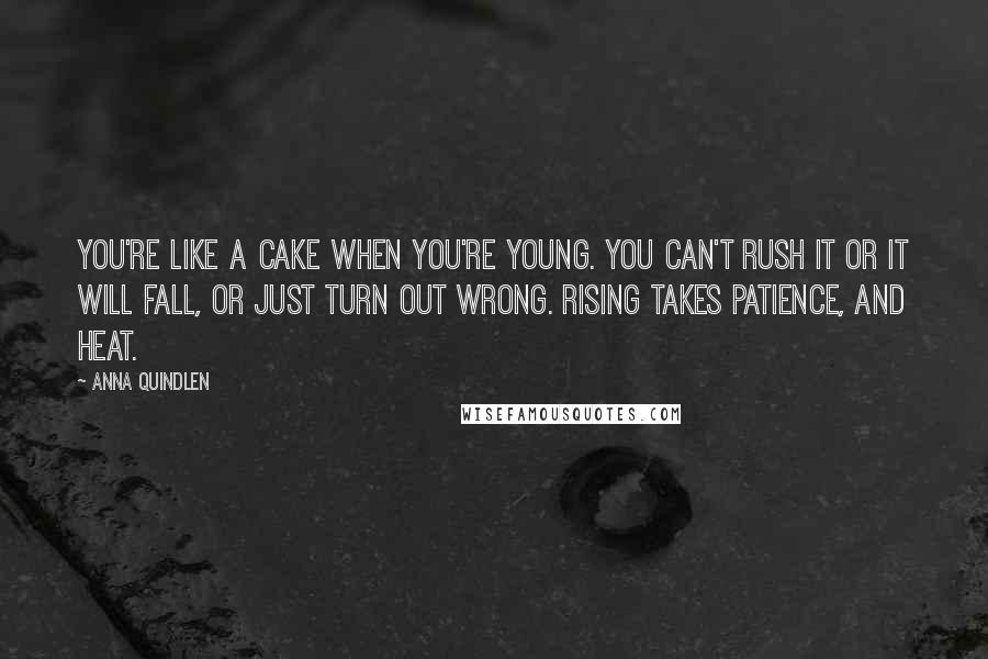 Anna Quindlen Quotes: You're like a cake when you're young. You can't rush it or it will fall, or just turn out wrong. Rising takes patience, and heat.