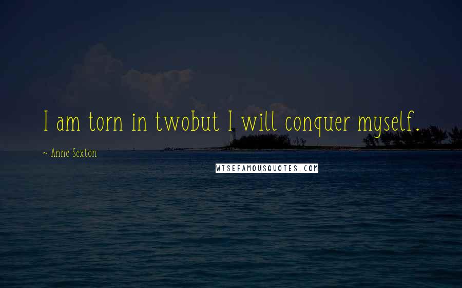 Anne Sexton Quotes: I am torn in twobut I will conquer myself.