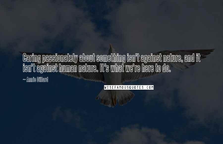 Annie Dillard Quotes: Caring passionately about something isn't against nature, and it isn't against human nature. It's what we're here to do.