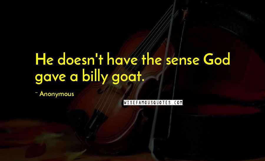 Anonymous Quotes: He doesn't have the sense God gave a billy goat.