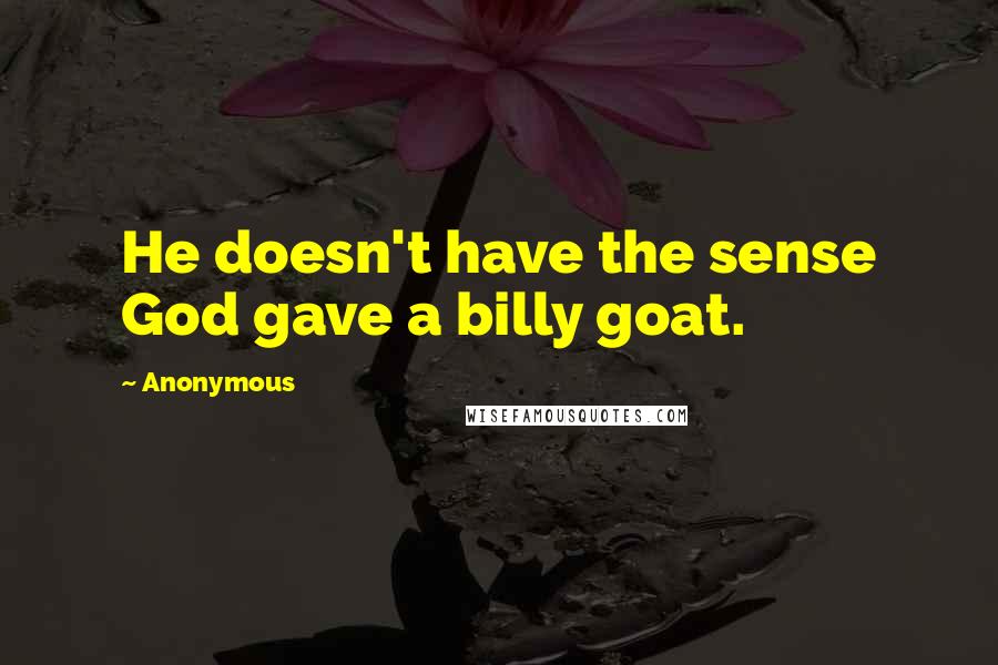 Anonymous Quotes: He doesn't have the sense God gave a billy goat.