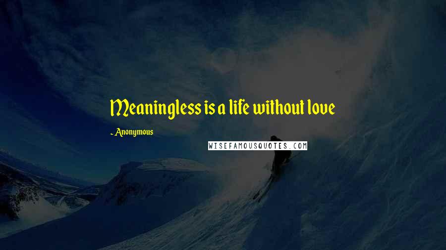 Anonymous Quotes: Meaningless is a life without love