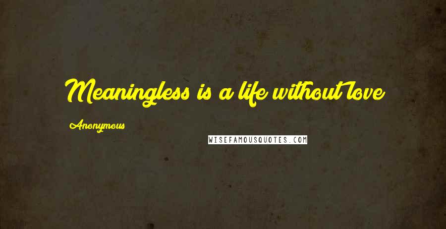 Anonymous Quotes: Meaningless is a life without love