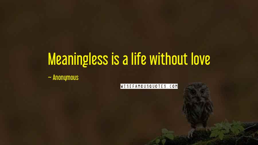 Anonymous Quotes: Meaningless is a life without love