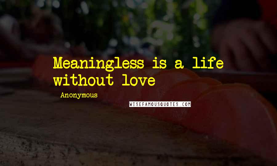 Anonymous Quotes: Meaningless is a life without love