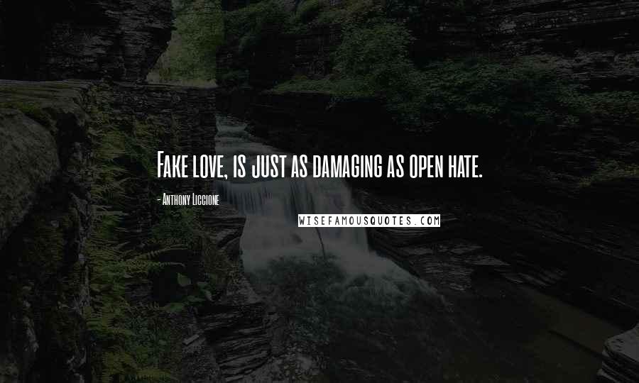 Anthony Liccione Quotes: Fake love, is just as damaging as open hate.