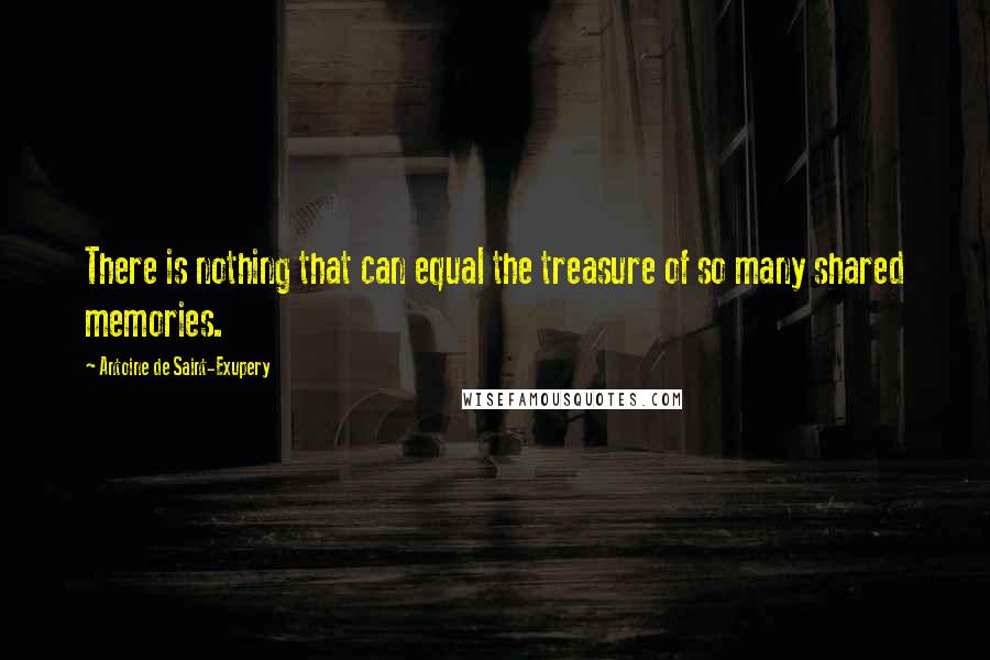 Antoine De Saint-Exupery Quotes: There is nothing that can equal the treasure of so many shared memories.