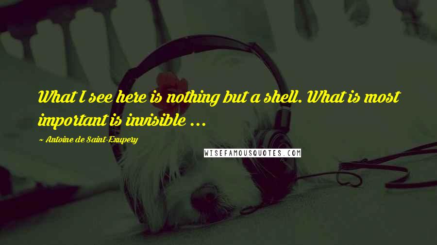 Antoine De Saint-Exupery Quotes: What I see here is nothing but a shell. What is most important is invisible ...