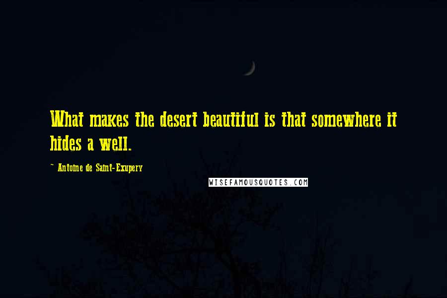 Antoine De Saint-Exupery Quotes: What makes the desert beautiful is that somewhere it hides a well.