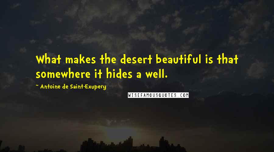 Antoine De Saint-Exupery Quotes: What makes the desert beautiful is that somewhere it hides a well.