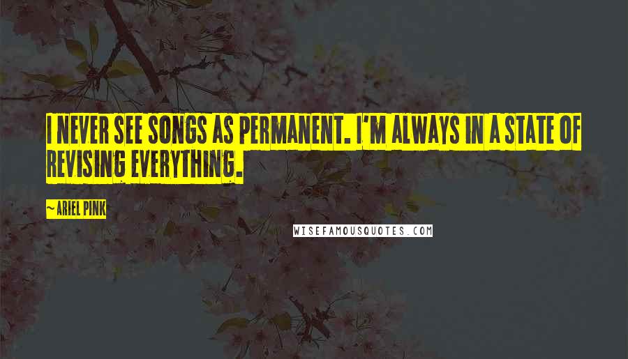 Ariel Pink Quotes: I never see songs as permanent. I'm always in a state of revising everything.