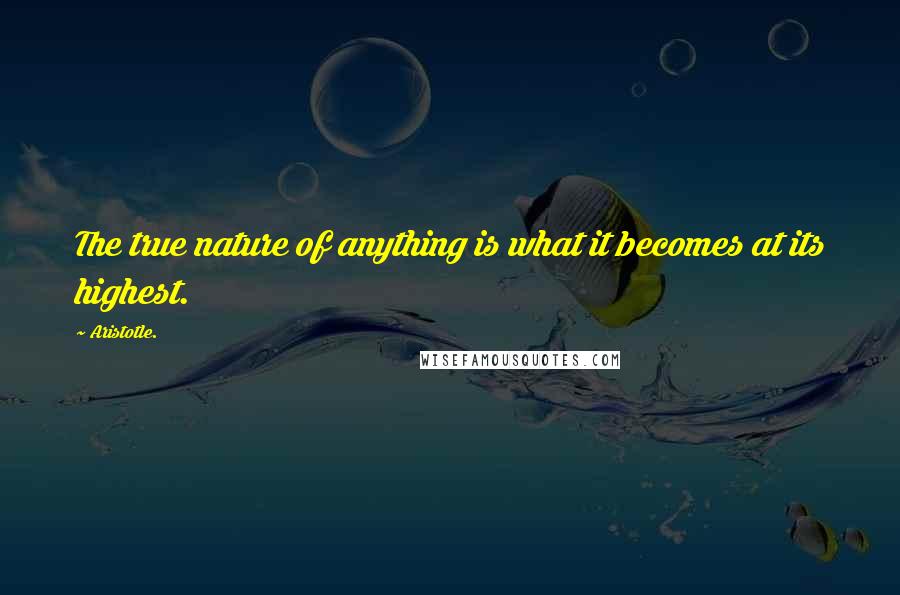 Aristotle. Quotes: The true nature of anything is what it becomes at its highest.